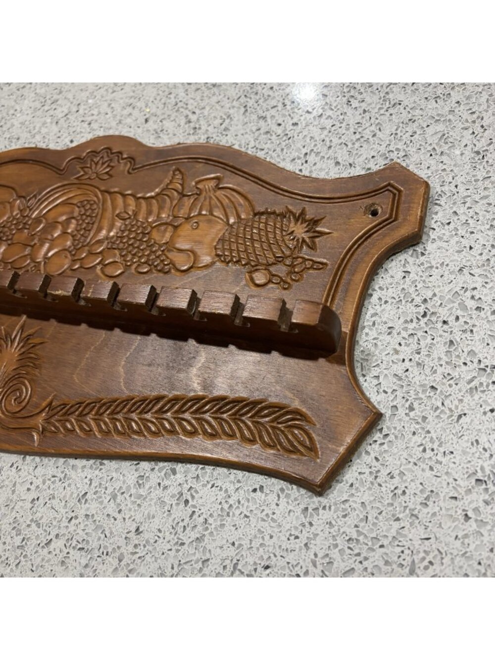Vintage Cottagecore Wooden Cornucopia Hanging Spoon Or Flower Display Holder
